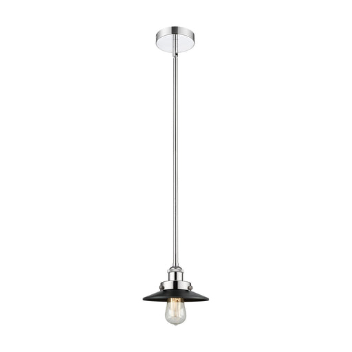 Innovations Edison 8in 1-Light Mini Pendant | Industrial Polished Chrome and Matte Black Metal Shade | Kitchen Island & Dining | Model 616-1SH-PC-M6-BK