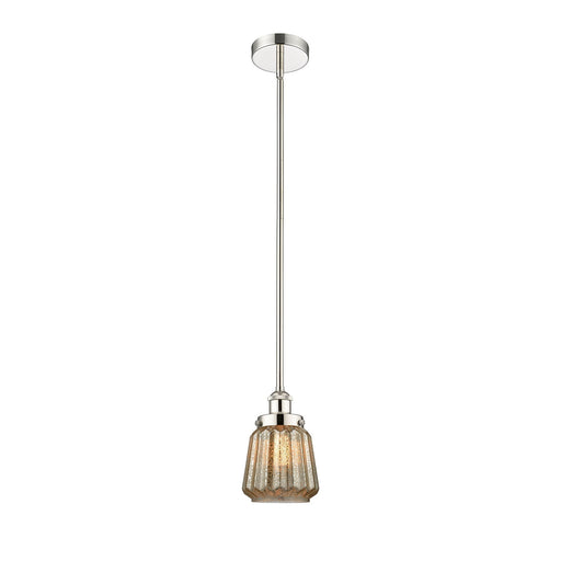 Innovations Chatham 7in 1-Light Mini Pendant | Art Deco Polished Nickel and Mercury Ribbed Glass | Kitchen Island & Dining | Model 616-1SH-PN-G146-LED