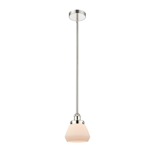 Innovations Fulton 7in 1-Light Mini Pendant | Industrial Polished Nickel and Matte White Frosted Glass | Kitchen Island & | Model 616-1SH-PN-G171-LED