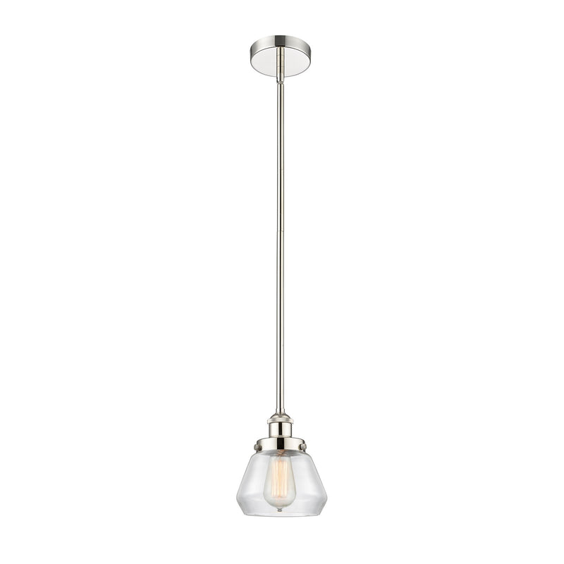 Innovations Fulton 7in 1-Light Mini Pendant | Industrial Polished Nickel and Clear Glass | Kitchen Island & Dining Room | 7 x 7 x | Model 616-1SH-PN-G172