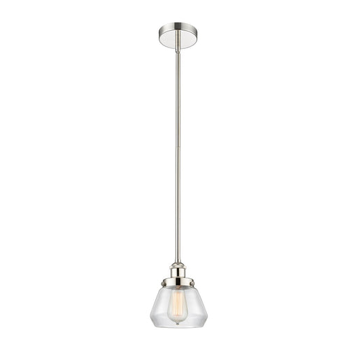 Innovations Fulton 7in 1-Light Mini Pendant | Industrial Polished Nickel Steel and Clear Glass | Kitchen Island & Dining Room | Model 616-1SH-PN-G172-LED