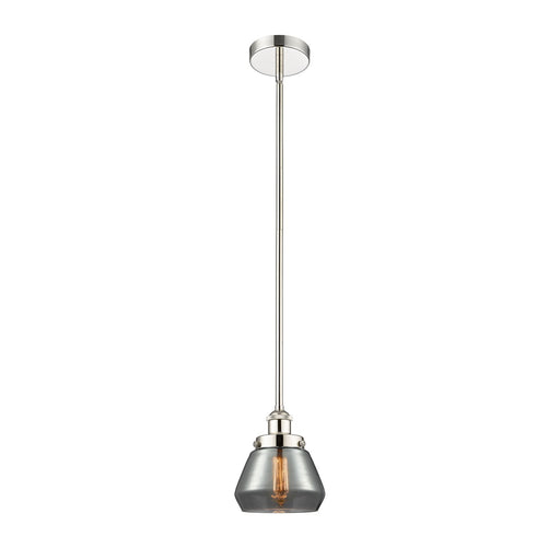 Innovations Fulton 7in 1-Light Mini Pendant | Industrial Polished Nickel and Light Smoke Glass | Kitchen Island & Dining Room | Model 616-1SH-PN-G173-LED