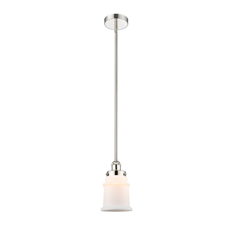 Innovations Canton 6in 1-Light Mini Pendant | Industrial Polished Nickel and Matte White Frosted Glass | Kitchen Island & | Model 616-1SH-PN-G181-LED