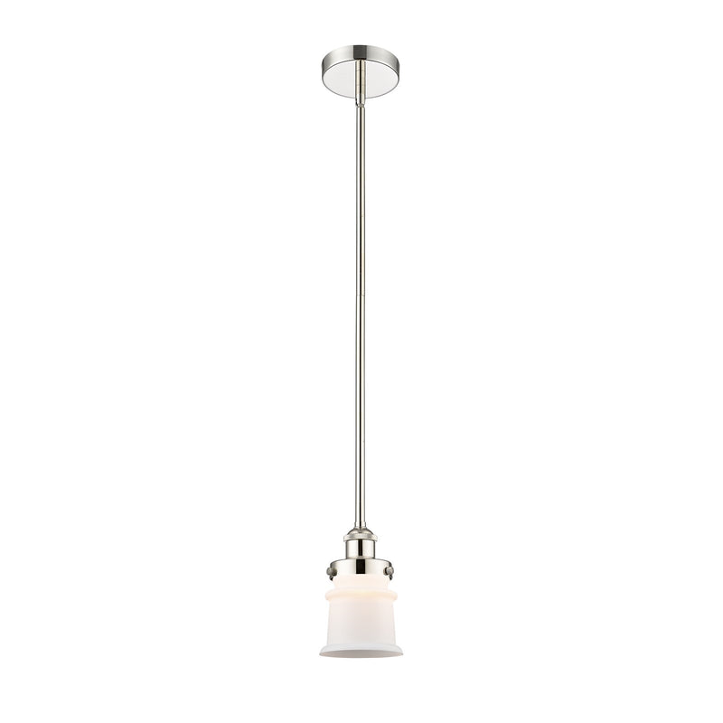 Innovations Canton 5.25in 1-Light Mini Pendant | Industrial Polished Nickel and Matte White Frosted Glass | Kitchen Island & | Model 616-1SH-PN-G181S