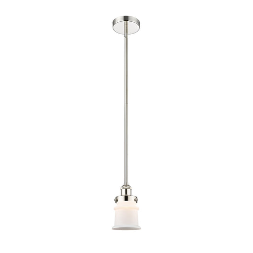 Innovations Canton 5.25in 1-Light Mini Pendant | Industrial Polished Nickel and Matte White Frosted Glass | Kitchen Island & | Model 616-1SH-PN-G181S