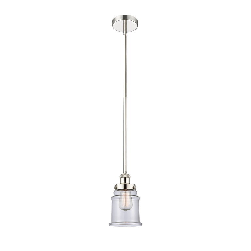 Innovations Canton 6in 1-Light Mini Pendant | Industrial Polished Nickel Steel and Clear Glass | Kitchen Island & Dining Room | 6 | Model 616-1SH-PN-G182