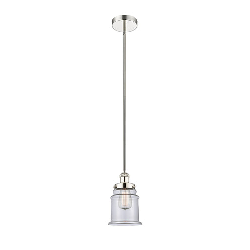 Innovations Canton 6in 1-Light Mini Pendant | Industrial Polished Nickel Steel and Clear Glass | Kitchen Island & Dining Room | Model 616-1SH-PN-G182-LED