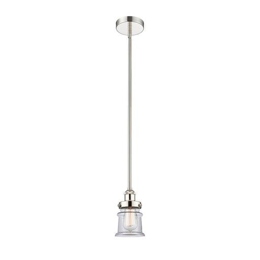 Innovations Canton 5.25in 1-Light Mini Pendant | Industrial Polished Nickel Steel and Clear Glass | Kitchen Island & Dining Room | Model 616-1SH-PN-G182S