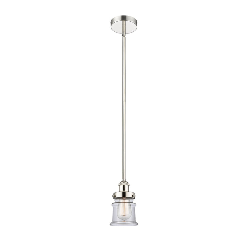 Innovations Canton 5.25in 1-Light Mini Pendant | Industrial Polished Nickel and Clear Glass | Kitchen Island & Dining Room | Model 616-1SH-PN-G182S-LED