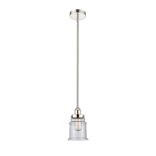 Innovations Canton 6in 1-Light Mini Pendant | Industrial Polished Nickel Steel and Seedy Glass | Kitchen Island & Dining Room | Model 616-1SH-PN-G184-LED