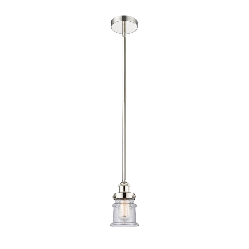 Innovations Canton 5.25in 1-Light Mini Pendant | Industrial Polished Nickel Steel and Seedy Glass | Kitchen Island & Dining Room | Model 616-1SH-PN-G184S