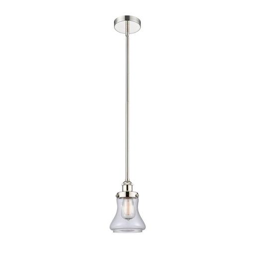 Innovations Bellmont 6in 1-Light Mini Pendant | Industrial Polished Nickel Steel and Clear Glass | Kitchen Island & Dining Room | Model 616-1SH-PN-G192