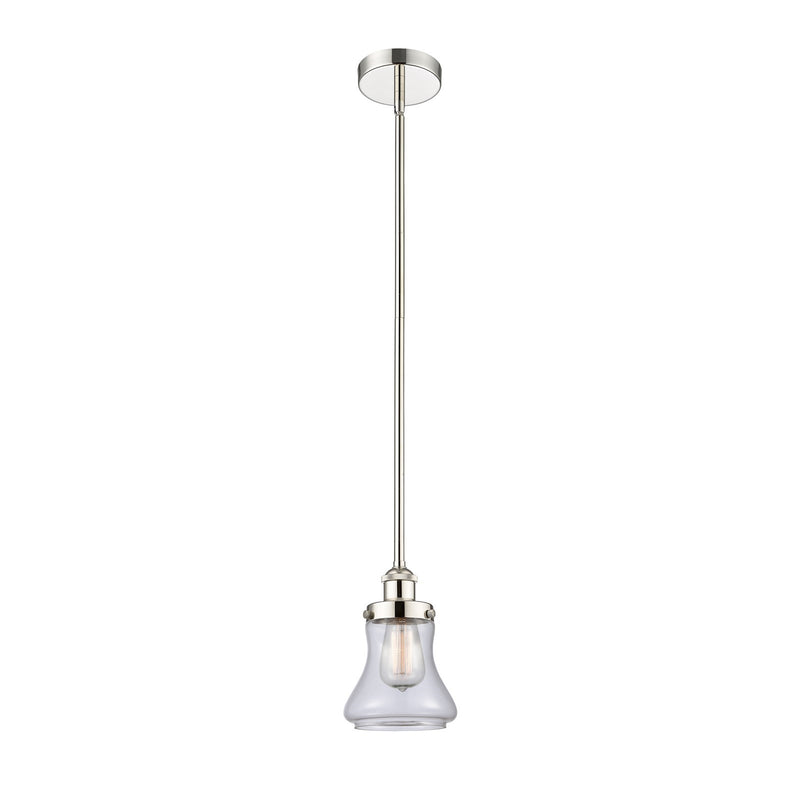 Innovations Bellmont 6in 1-Light Mini Pendant | Industrial Polished Nickel Steel and Clear Glass | Kitchen Island & Dining Room | Model 616-1SH-PN-G192