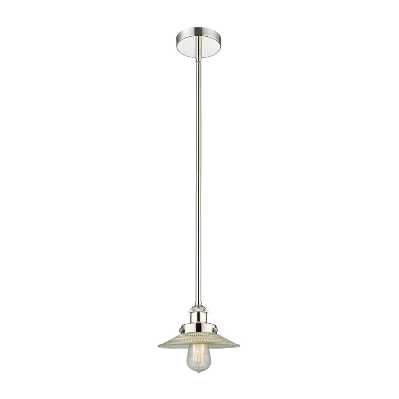 Innovations Halophane 9in 1-Light Mini Pendant | Industrial Polished Nickel Steel and Clear Glass | Kitchen Island & Dining Room | Model 616-1SH-PN-G2-LED