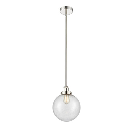 Innovations Beacon 10in 1-Light Mini Pendant | Industrial Polished Nickel Steel and Seedy Glass | Kitchen Island & Dining | Model 616-1SH-PN-G204-10-LED