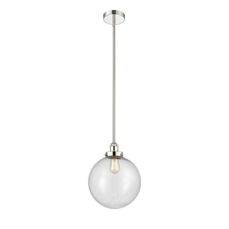 Innovations Beacon 12in 1-Light Mini Pendant | Industrial Polished Nickel Steel and Seedy Glass | Kitchen Island & Dining Room | Model 616-1SH-PN-G204-12