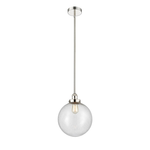 Innovations Beacon 12in 1-Light Mini Pendant | Industrial Polished Nickel Steel and Seedy Glass | Kitchen Island & Dining Room | Model 616-1SH-PN-G204-12