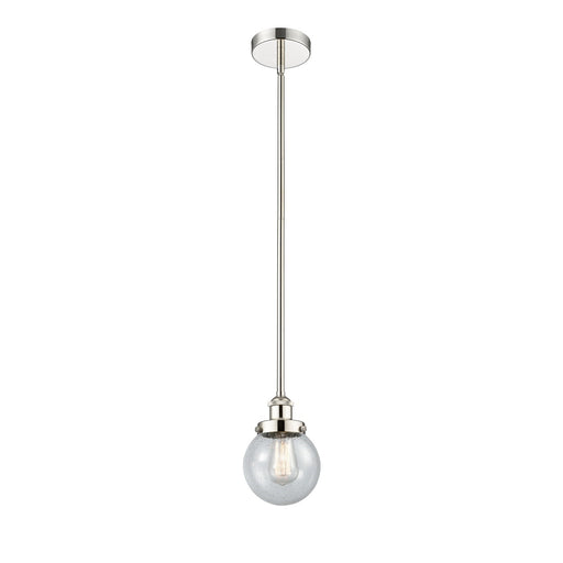 Innovations Beacon 6in 1-Light Mini Pendant | Industrial Polished Nickel Steel and Seedy Glass | Kitchen Island & Dining | Model 616-1SH-PN-G204-6-LED