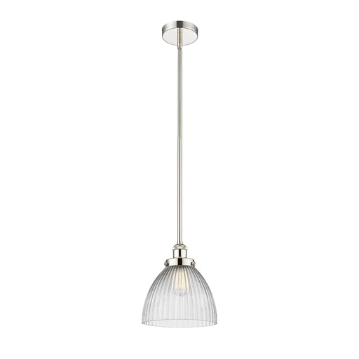 Innovations Seneca Falls 9.5in 1-Light Mini Pendant | Traditional Industrial Polished Nickel and Clear Halophane Glass | Model 616-1SH-PN-G222-LED