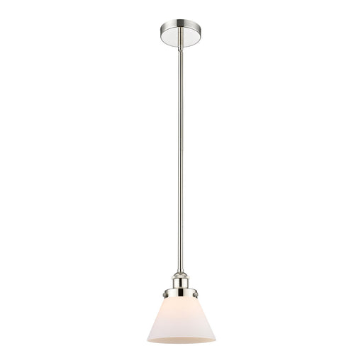 Innovations Cone 1-Light 7.75in Mini Pendant | Industrial Polished Nickel and Matte White Frosted Glass | Kitchen Island & | Model 616-1SH-PN-G41-LED