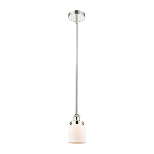 Innovations Bell 5in 1-Light Mini Pendant | Industrial Polished Nickel and Matte White Frosted Glass | Kitchen Island & Dining Room | Model 616-1SH-PN-G51