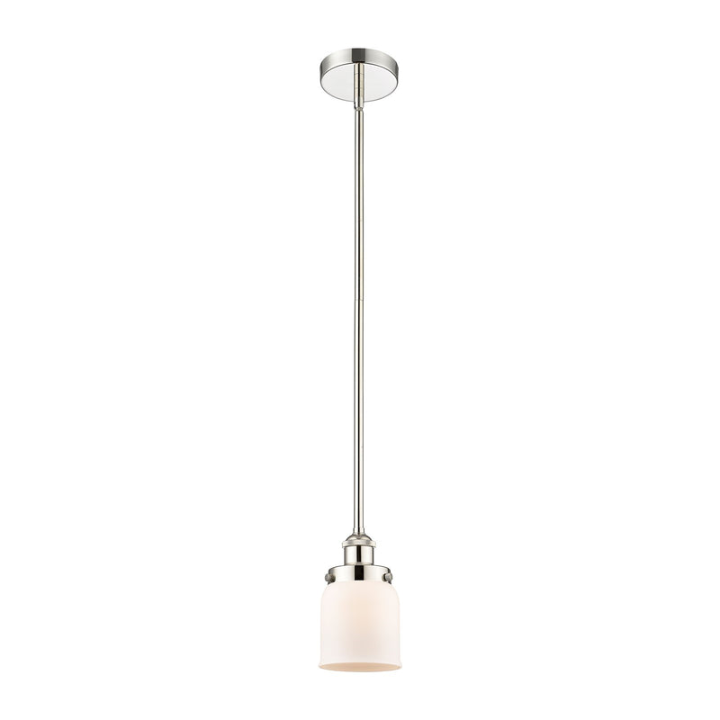 Innovations Bell 5in 1-Light Mini Pendant | Industrial Polished Nickel Steel and Matte White Frosted Glass | Kitchen Island & | Model 616-1SH-PN-G51-LED