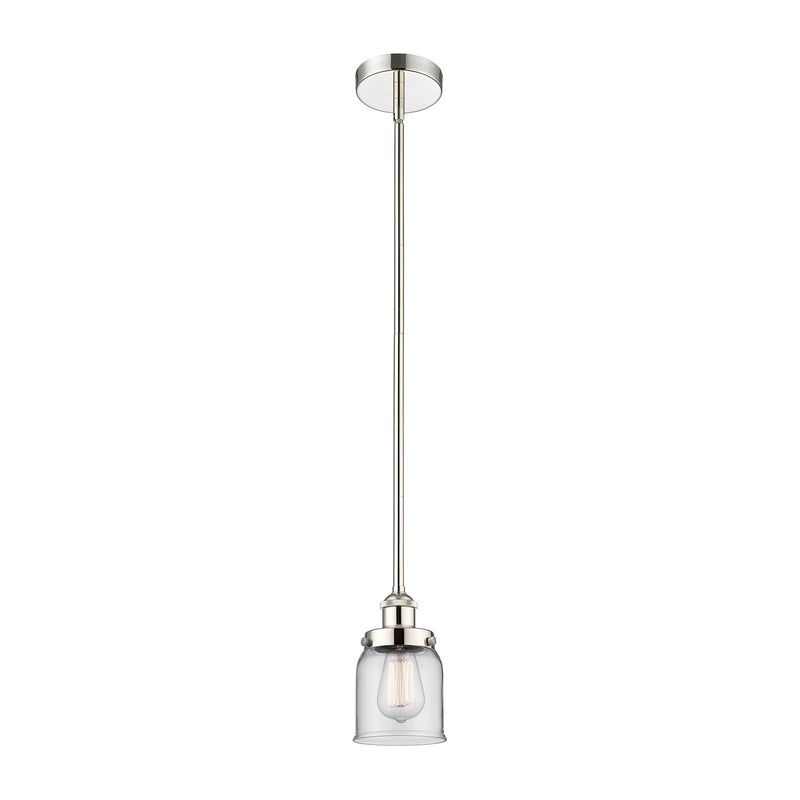 Innovations Bell 5in 1-Light Mini Pendant | Industrial Farmhouse Polished Nickel and Clear Glass | Kitchen Island & Dining Room | 5 | Model 616-1SH-PN-G52