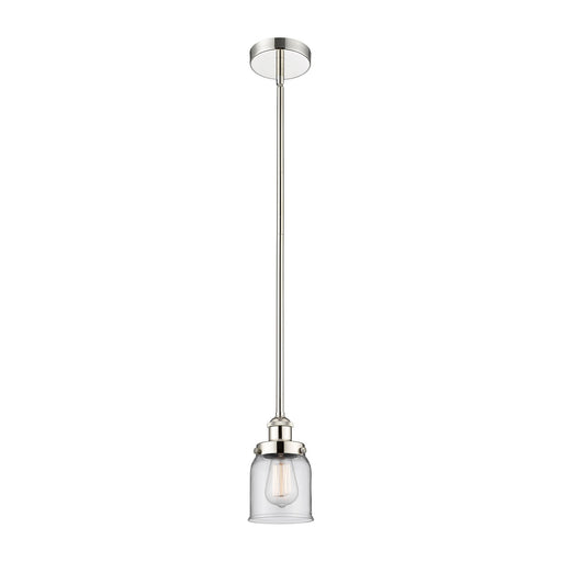 Innovations Bell 5in 1-Light Mini Pendant | Industrial Farmhouse Polished Nickel and Clear Glass | Kitchen Island & Dining Room | 5 | Model 616-1SH-PN-G52