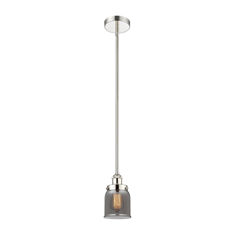 Innovations Bell 5in 1-Light Mini Pendant | Industrial Farmhouse Polished Nickel and Light Smoke Glass | Kitchen Island & Dining | Model 616-1SH-PN-G53