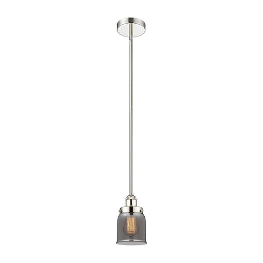 Innovations Bell 5in 1-Light Mini Pendant | Industrial Polished Nickel Steel and Light Smoke Glass | Kitchen Island & Dining | Model 616-1SH-PN-G53-LED