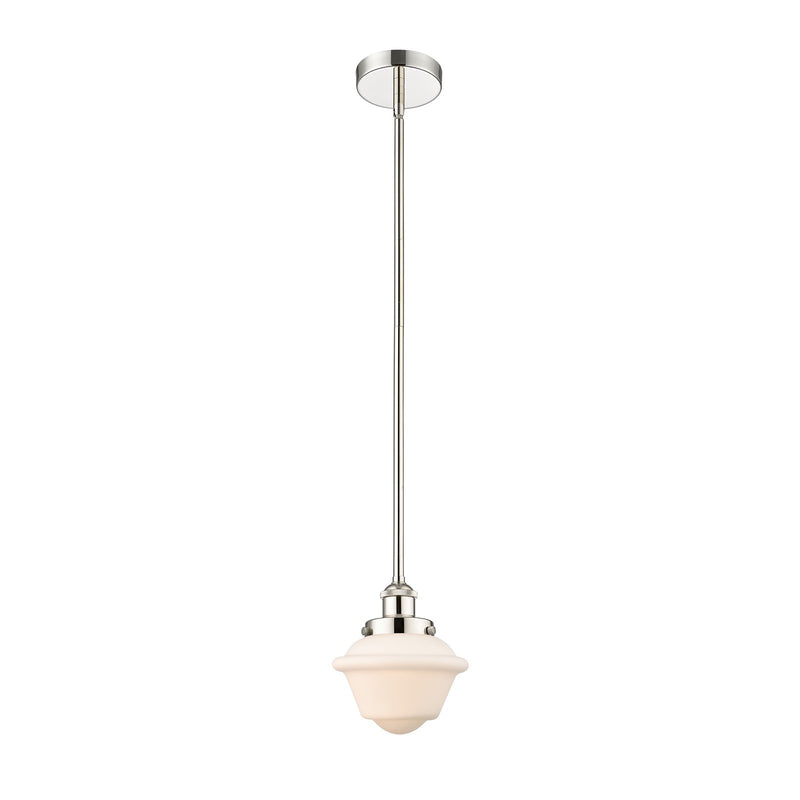 Innovations Oxford 7.25in 1-Light Mini Pendant | Traditional Polished Nickel and Matte White Frosted Glass | Kitchen Island & | Model 616-1SH-PN-G531-LED