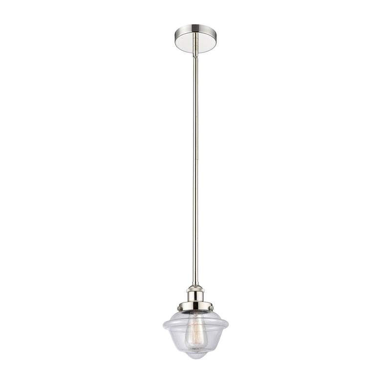 Innovations Oxford 7.25in 1-Light Mini Pendant | Traditional Polished Nickel Steel and Clear Glass | Kitchen Island & Dining Room | Model 616-1SH-PN-G532