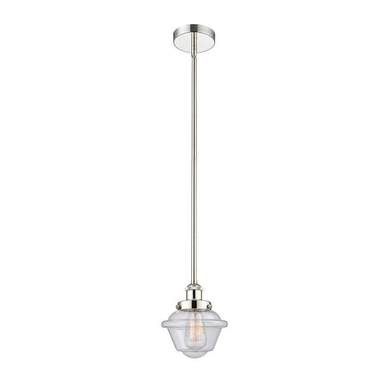 Innovations Oxford 7.25in 1-Light Mini Pendant | Traditional Polished Nickel Steel and Seedy Glass | Kitchen Island & Dining Room | Model 616-1SH-PN-G534