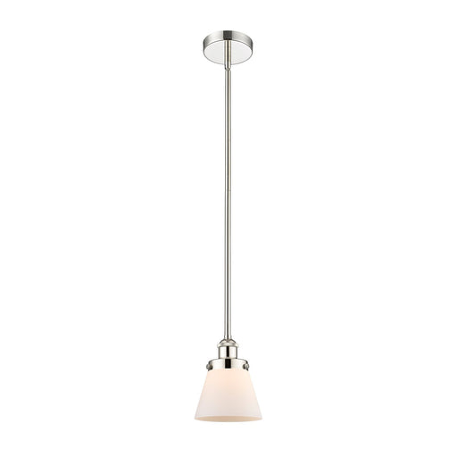 Innovations Cone 6.25in 1-Light Mini Pendant | Industrial Polished Nickel and Matte White Frosted Glass | Kitchen Island & Dining | Model 616-1SH-PN-G61