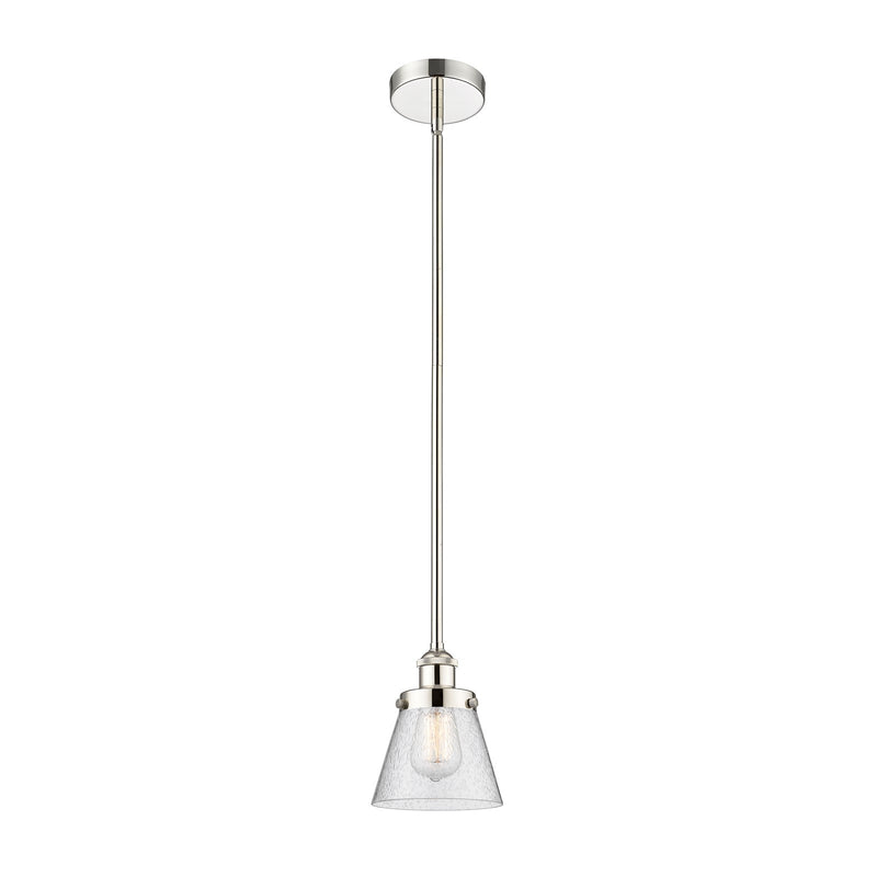 Innovations Cone 6.25in 1-Light Mini Pendant | Industrial Polished Nickel Steel and Seedy Glass | Kitchen Island & Dining Room | Model 616-1SH-PN-G64-LED