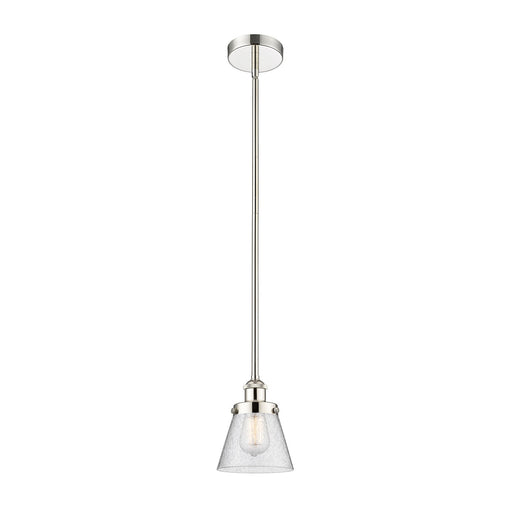 Innovations Cone 6.25in 1-Light Mini Pendant | Industrial Polished Nickel Steel and Seedy Glass | Kitchen Island & Dining Room | Model 616-1SH-PN-G64-LED