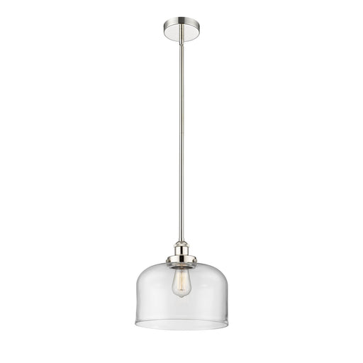 Innovations Bell 11.5in 1-Light Mini Pendant | Industrial Polished Nickel Steel and Clear Glass | Kitchen Island & Dining Room | Model 616-1SH-PN-G72-L