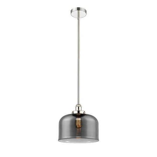 Innovations Bell 12in 1-Light Mini Pendant | Industrial Polished Nickel and Light Smoke Glass | Kitchen Island & Dining Room | Model 616-1SH-PN-G73-L