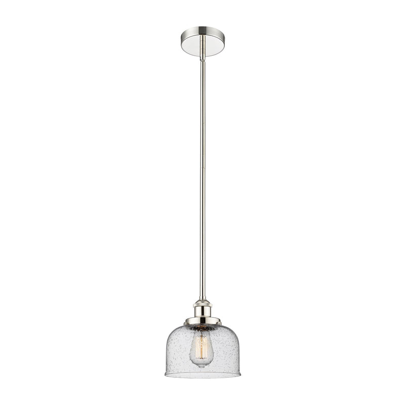 Innovations Bell 8in 1-Light Mini Pendant | Industrial Polished Nickel and Seedy Glass | Kitchen Island | 7.75 x 7.75 x 8.25 in | Model 616-1SH-PN-G74-LED
