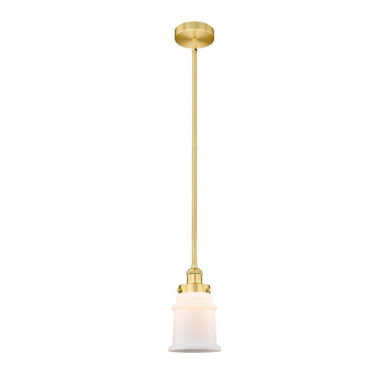 Innovations Canton 6in 1-Light Mini Pendant | Industrial Farmhouse Satin Gold Steel and Matte White Frosted Glass | Kitchen Island | Model 616-1SH-SG-G181