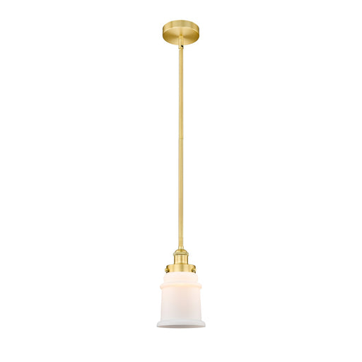 Innovations Canton 6in 1-Light Mini Pendant | Industrial Farmhouse Satin Gold Steel and Matte White Frosted Glass | Kitchen Island | Model 616-1SH-SG-G181