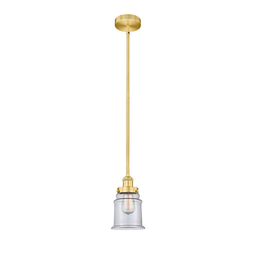 Innovations Canton 6in 1-Light Mini Pendant | Industrial Satin Gold Steel and Clear Glass | Kitchen Island & Dining Room | 6 x 6 x | Model 616-1SH-SG-G182