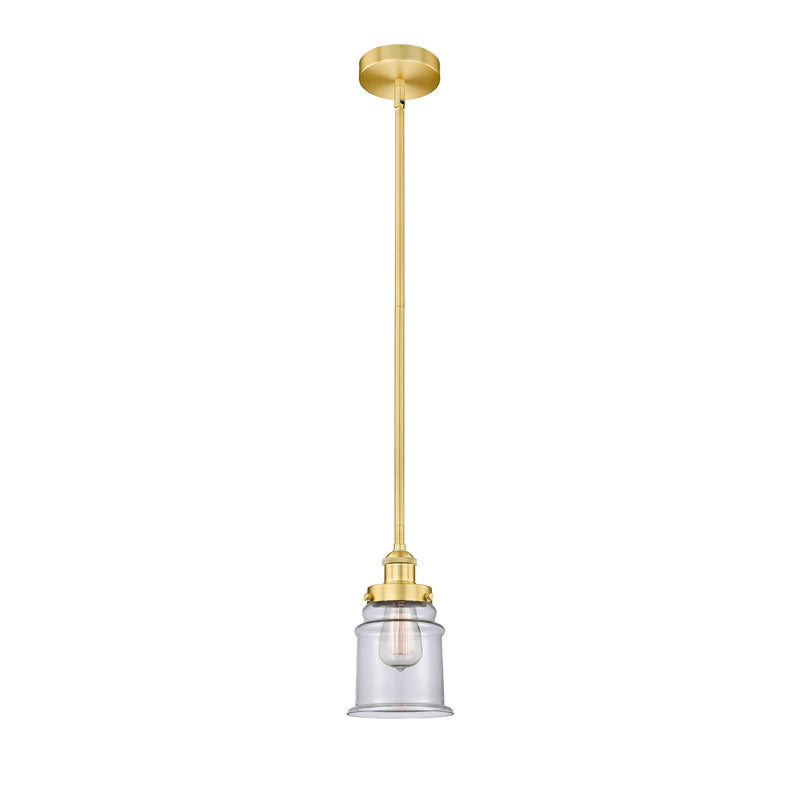 Innovations Canton 6in 1-Light Mini Pendant | Industrial Satin Gold Steel and Clear Glass | Kitchen Island & Dining Room | 6 x | Model 616-1SH-SG-G182-LED