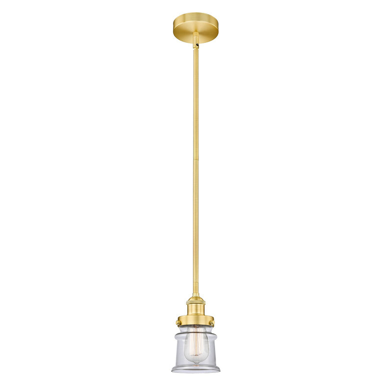 Innovations Canton 5.25in 1-Light Mini Pendant | Industrial Satin Gold Steel and Clear Glass | Kitchen Island & Dining Room | Model 616-1SH-SG-G182S-LED
