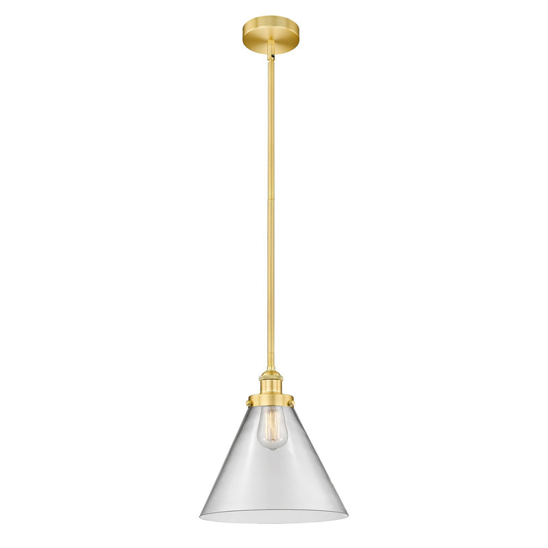 Innovations Cone 12in 1-Light Mini Pendant | Industrial Satin Gold Steel and Clear Glass | Kitchen Island & Dining Room | 12 x 12 | Model 616-1SH-SG-G42-L