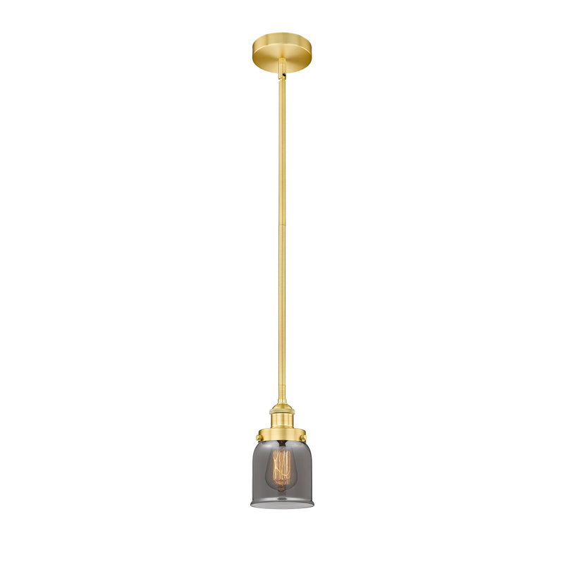 Innovations Bell 5in 1-Light Mini Pendant | Industrial Satin Gold Steel and Light Smoke Glass | Kitchen Island & Dining Room | 5 x | Model 616-1SH-SG-G53