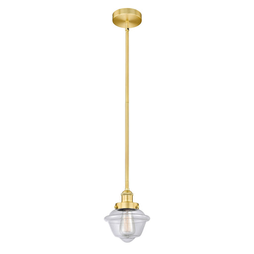 Innovations Oxford 7.25in 1-Light Mini Pendant | Traditional Satin Gold Steel and Clear Glass | Kitchen Island & Dining Room | Model 616-1SH-SG-G532-LED