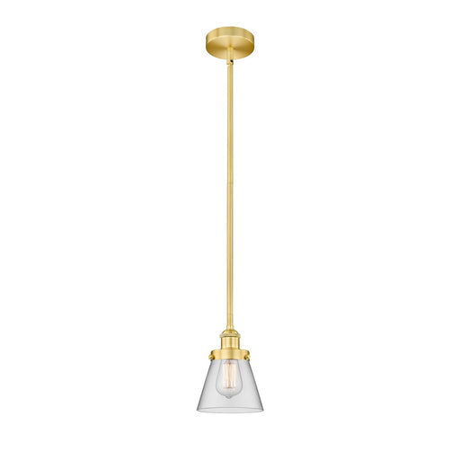 Innovations Cone 6.25in 1-Light Mini Pendant | Industrial Satin Gold and Clear Glass | Kitchen Island & Dining Room | 6.25 x | Model 616-1SH-SG-G62-LED