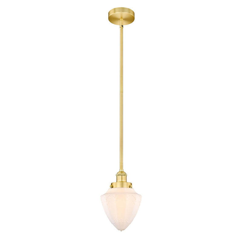 Innovations Bullet 7in 1-Light Mini Pendant | Traditional Art Deco Satin Gold Steel and Matte White Frosted Glass | Kitchen | Model 616-1SH-SG-G661-7