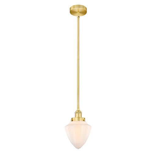 Innovations Bullet 7in 1-Light Mini Pendant | Traditional Art Deco Satin Gold Steel and Matte White Frosted Glass | Kitchen | Model 616-1SH-SG-G661-7
